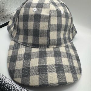 Gray and Cream Checkered Cap great for fall time